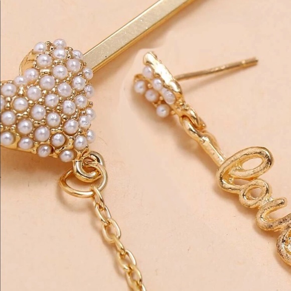 Heart Pearl Earring + Hair Pin - Picture 3 of 4